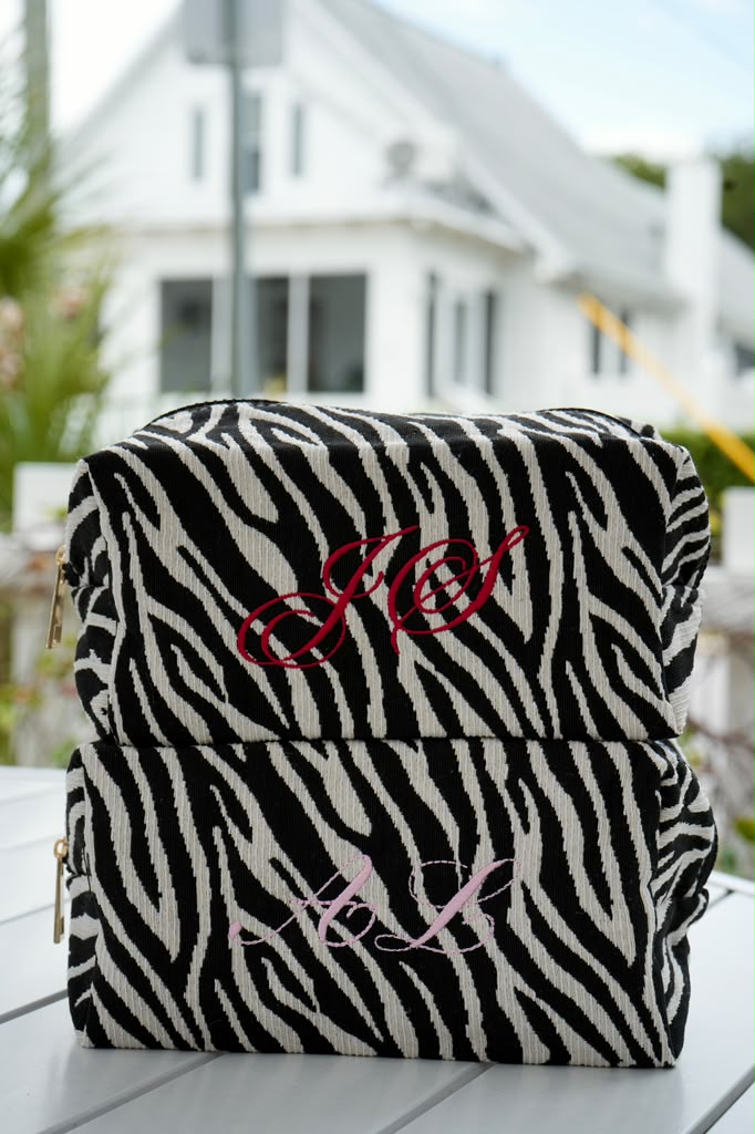 Custom Embroidered Zebra Print Cosmetic Bag