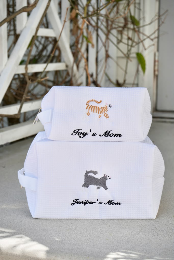 Custom Cat Icon Name Waffle Cosmetic Bag