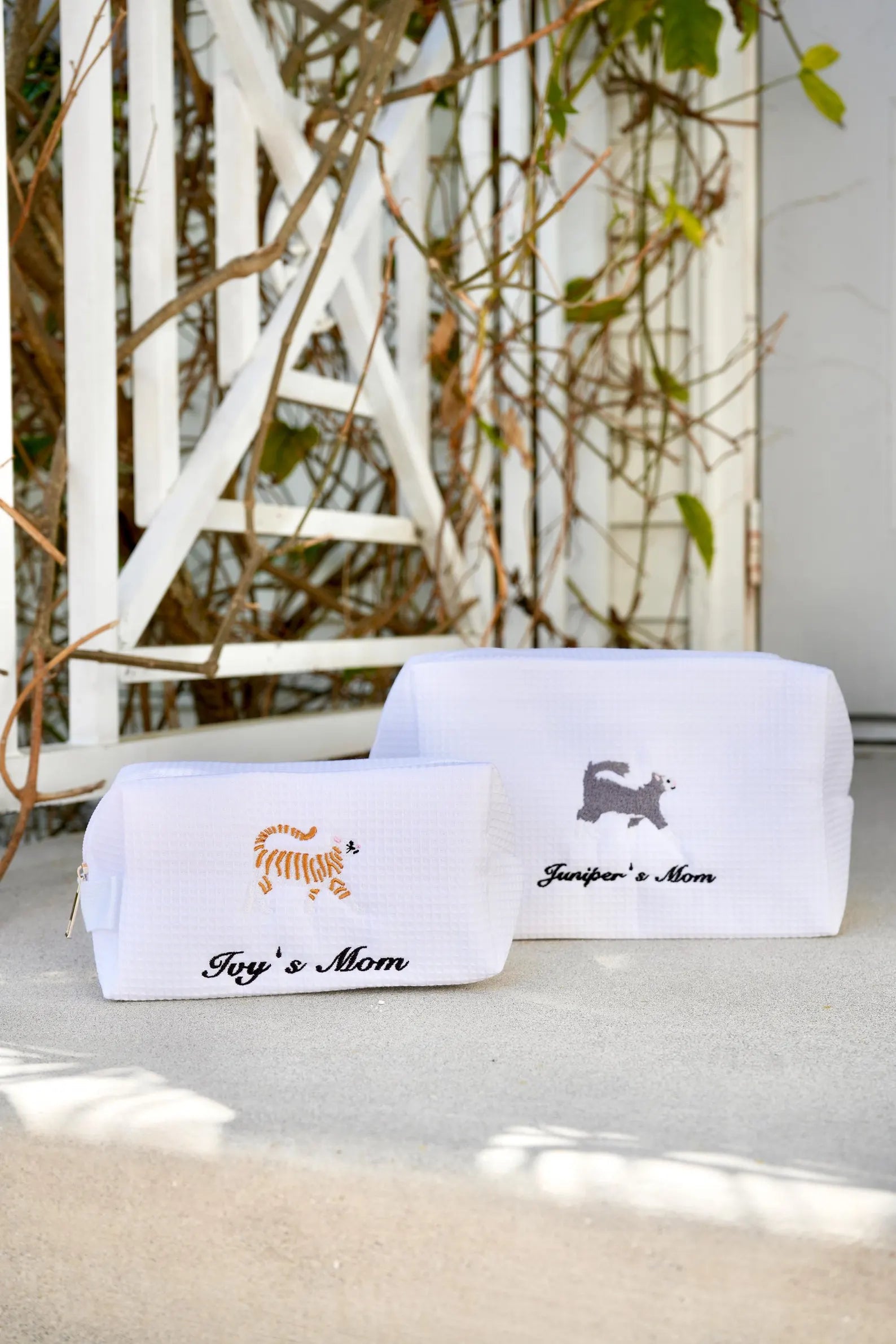 Custom Cat Icon Name Waffle Cosmetic Bag