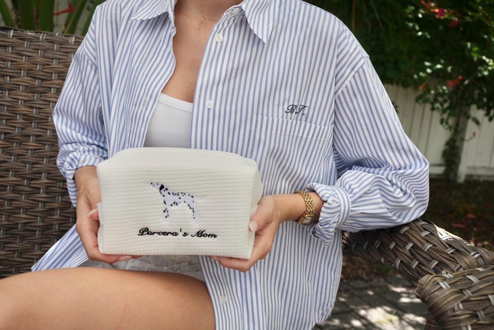 Custom Dog Icon Name Waffle Cosmetic Bag